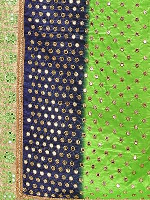 contrast embroidered saree with blouse - 17100478 - Standard Image - 3