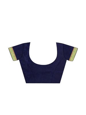 contrast embroidered saree with blouse - 17100478 - Standard Image - 4