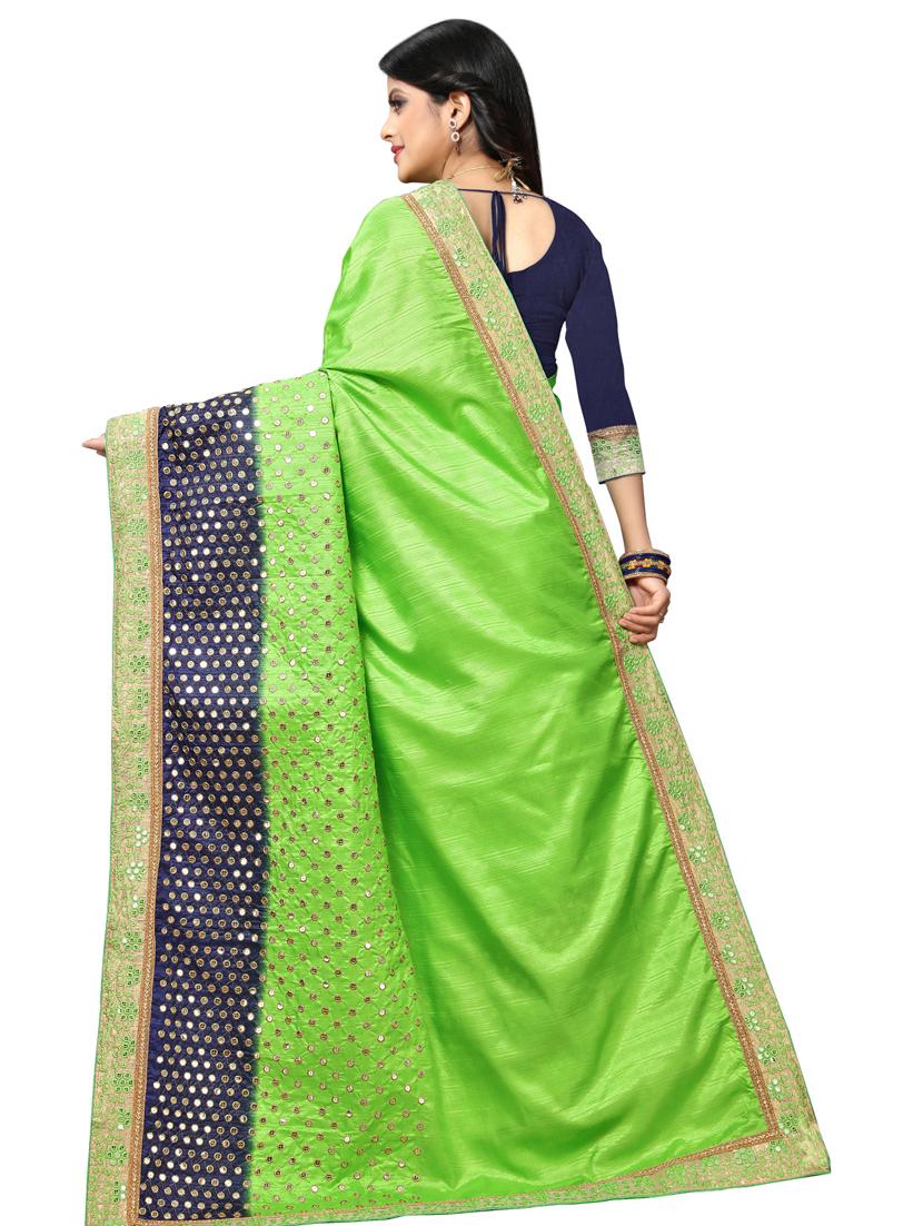 contrast embroidered saree with blouse - 17100478 - Zoom Image - 2