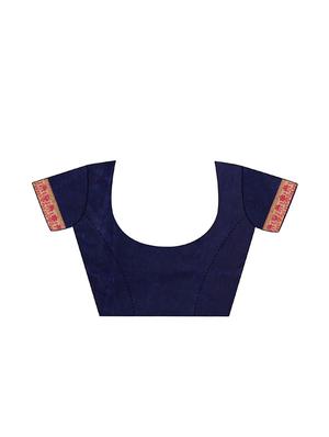 contrast embroidered saree with blouse - 17100479 - Standard Image - 4