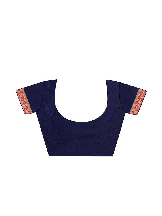 contrast embroidered saree with blouse - 17100479 - Zoom Image - 4