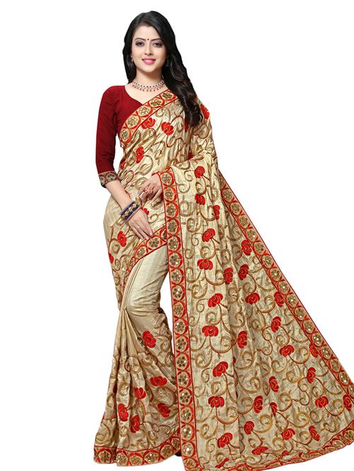 bordered embroidered saree with blouse - 17100490 - Standard Image - 1