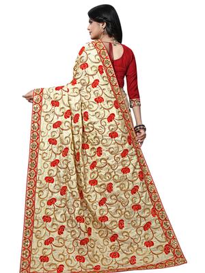 bordered embroidered saree with blouse - 17100490 - Standard Image - 2