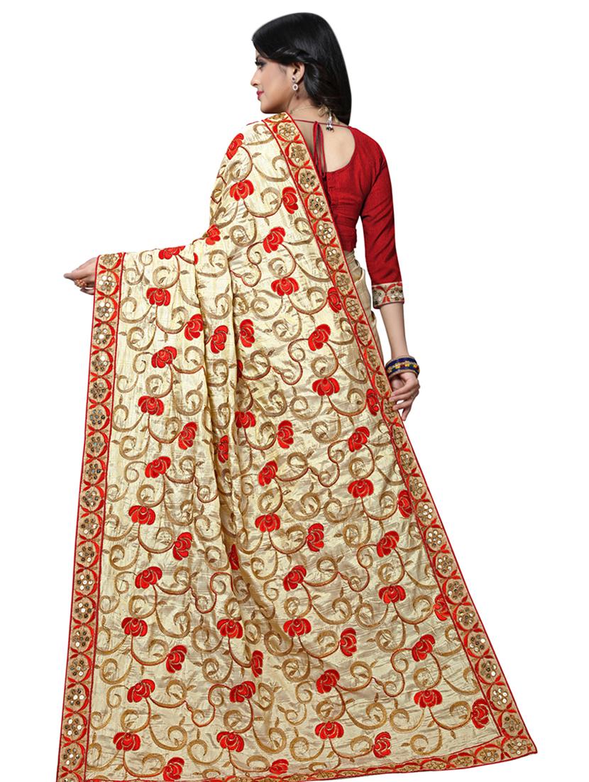bordered embroidered saree with blouse - 17100490 - Zoom Image - 2