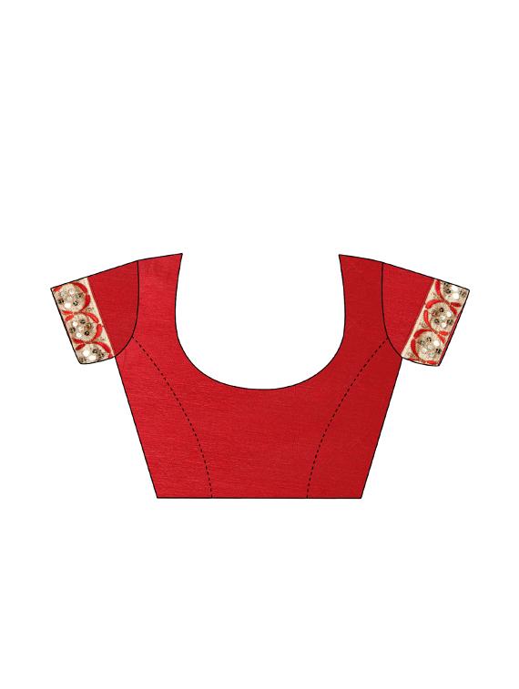bordered embroidered saree with blouse - 17100490 - Zoom Image - 4