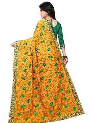 bordered embroidered saree with blouse - 17100494 - Standard Image - 2
