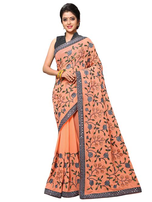 bordered embroidered saree with blouse - 17100506 - Standard Image - 1