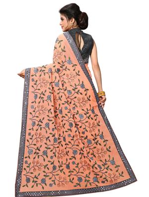 bordered embroidered saree with blouse - 17100506 - Standard Image - 2