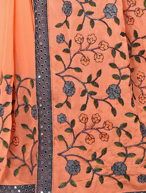 bordered embroidered saree with blouse - 17100506 - Zoom Image - 3