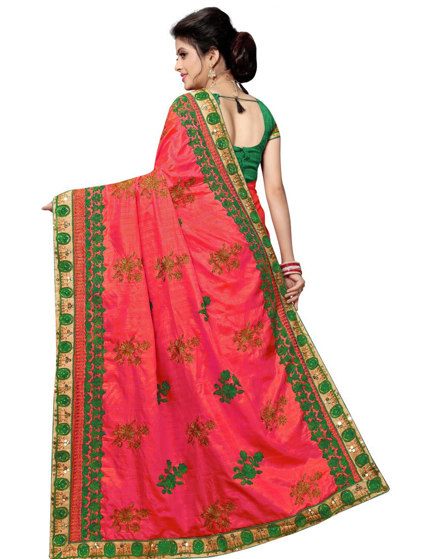 bordered embroidered saree with blouse - 17100513 - Zoom Image - 2