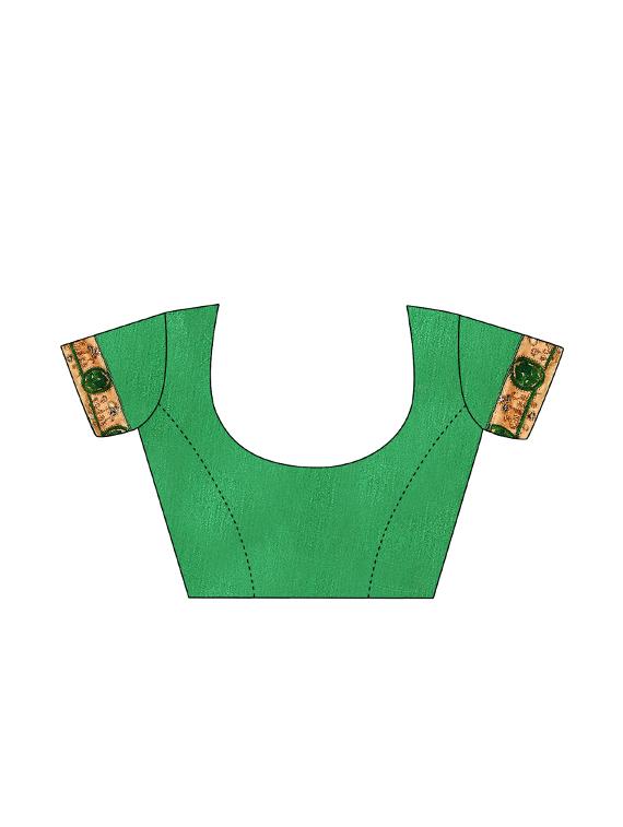bordered embroidered saree with blouse - 17100513 - Zoom Image - 4