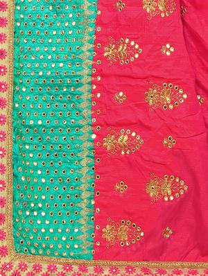 contrast embroidered saree with blouse - 17100520 - Standard Image - 3