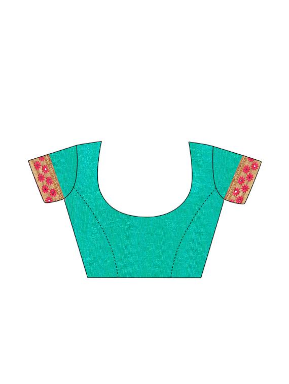 contrast embroidered saree with blouse - 17100520 - Zoom Image - 4