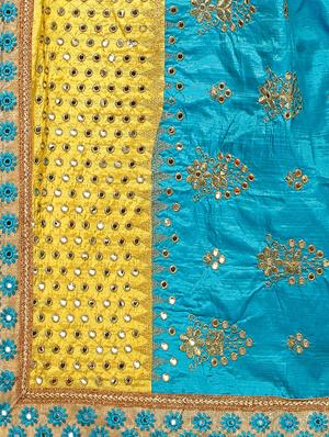 contrast embroidered saree with blouse - 17100524 - Standard Image - 3