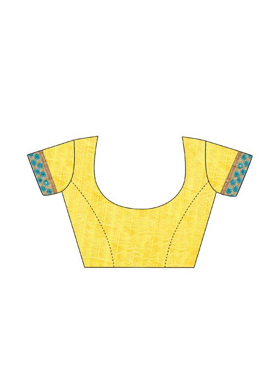 contrast embroidered saree with blouse - 17100524 - Zoom Image - 4