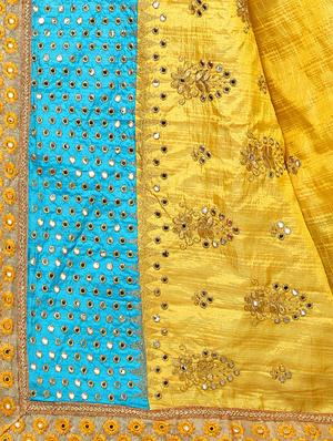 contrast embroidered saree with blouse - 17100526 - Standard Image - 3