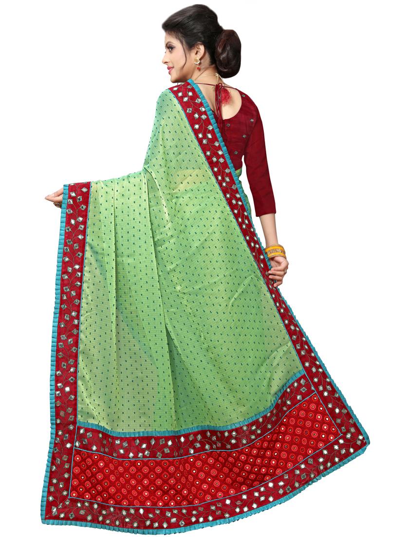 bordered embroidered saree with blouse - 17100533 - Zoom Image - 2