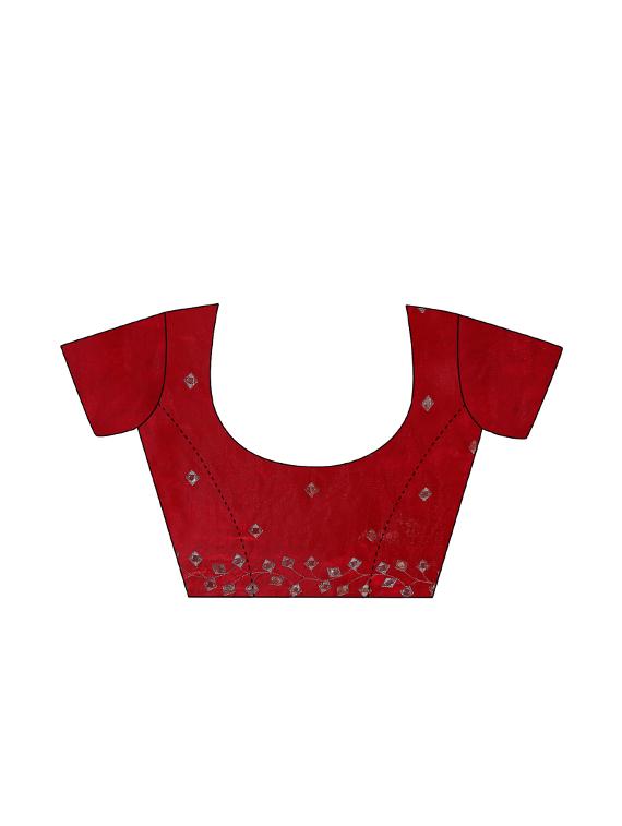 bordered embroidered saree with blouse - 17100533 - Zoom Image - 4