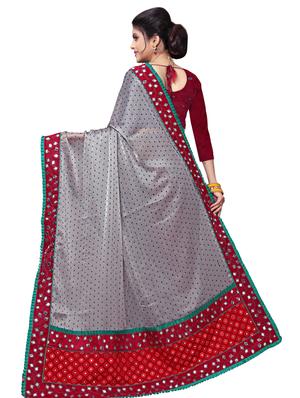 bordered embroidered saree with blouse - 17100534 - Standard Image - 2