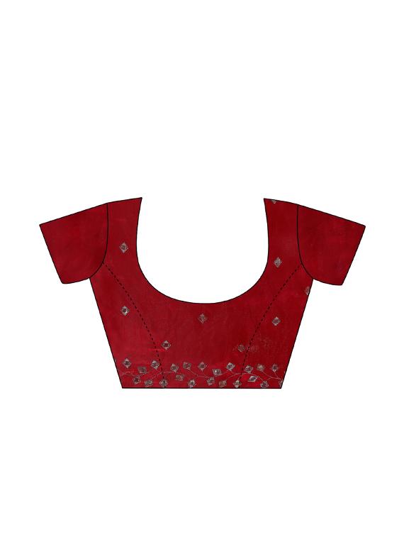 bordered embroidered saree with blouse - 17100534 - Zoom Image - 4
