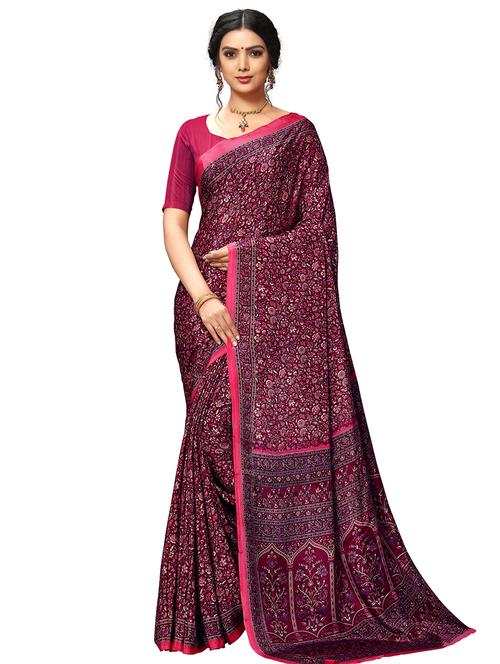 floral printed saree with blouse - 17100642 - Standard Image - 1