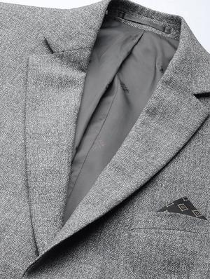 grey solid single breasted casual blazer - 17100819 - Standard Image - 5