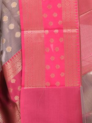 bordered banarasi saree with blouse - 17100917 - Standard Image - 3