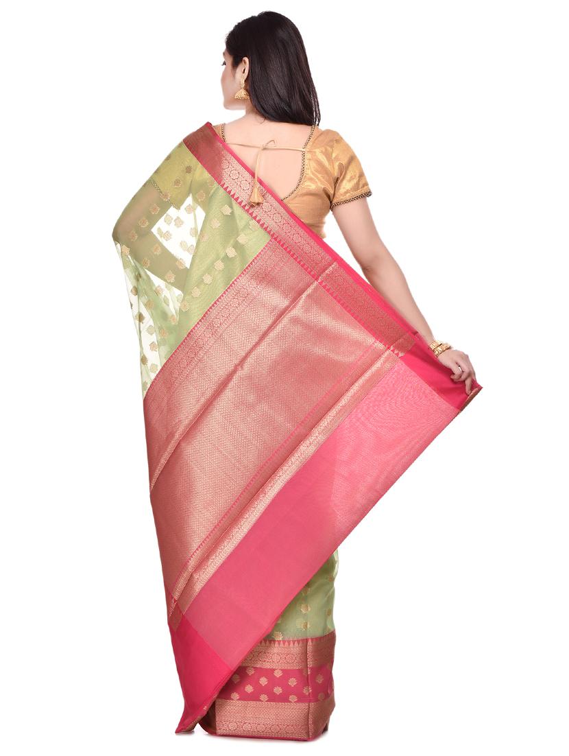 self design banarasi saree with blouse - 17100919 - Zoom Image - 2