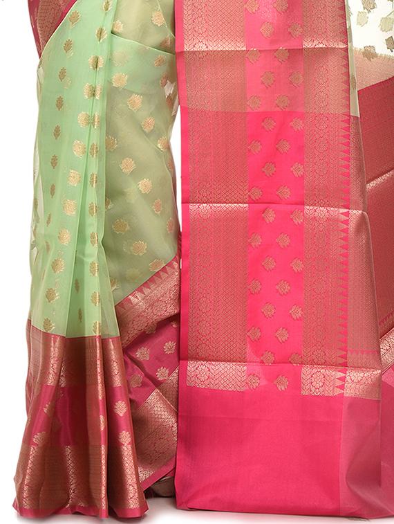 self design banarasi saree with blouse - 17100919 - Zoom Image - 3