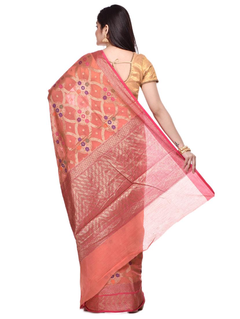self design banarasi saree with blouse - 17100926 - Zoom Image - 2