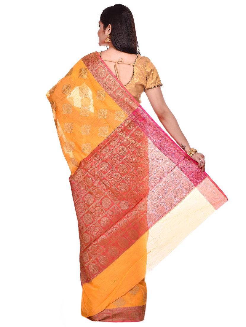 self design banarasi saree with blouse - 17100929 - Zoom Image - 2