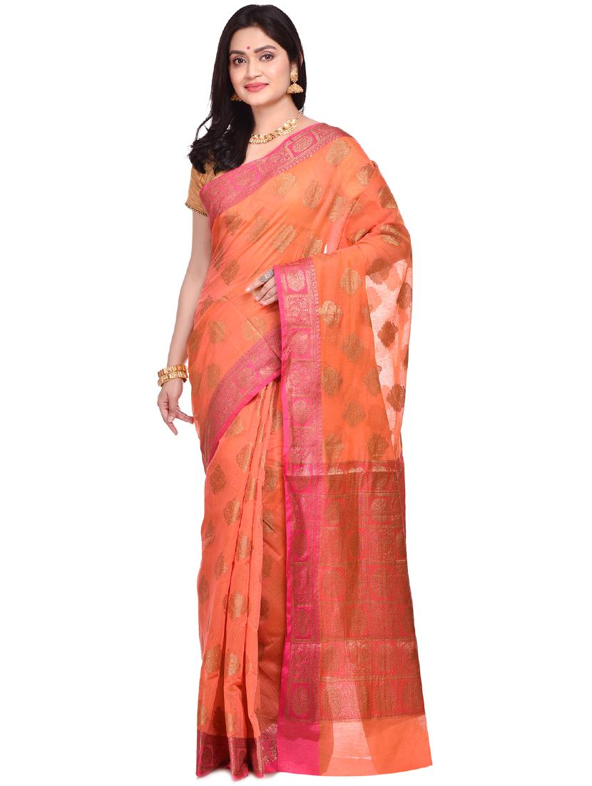 self design banarasi saree with blouse - 17100931 - Zoom Image - 1