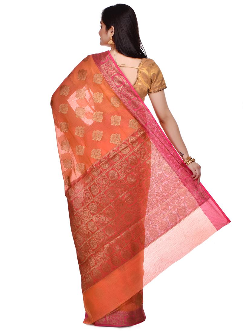 self design banarasi saree with blouse - 17100931 - Zoom Image - 2