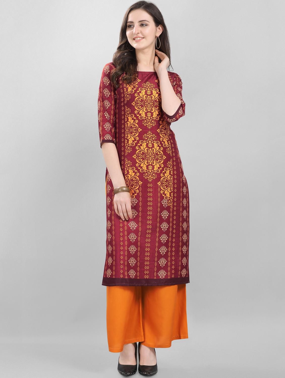 printed straight kurta - 17101306 - Zoom Image - 1