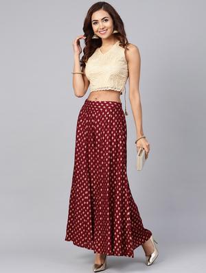 foil print flared palazzo - 17101838 - Standard Image - 4