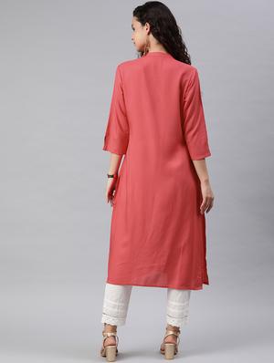 solid straight kurta - 17101851 - Standard Image - 3