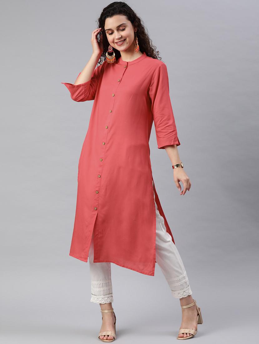 solid straight kurta - 17101851 - Zoom Image - 1