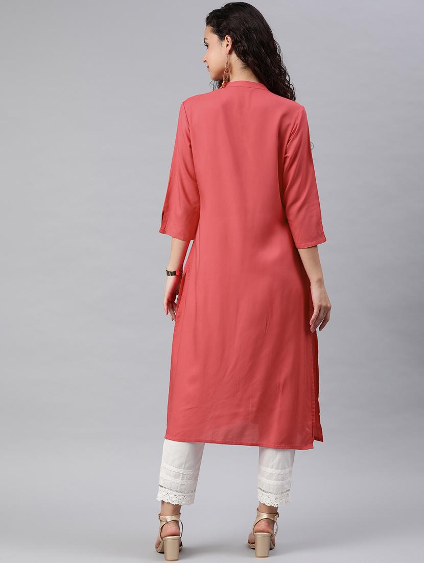 solid straight kurta - 17101851 - Zoom Image - 3