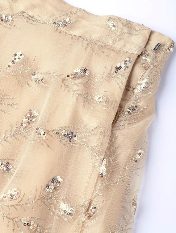 gold net flared lehenga - 17101898 - Zoom Image - 5