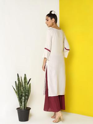 bell sleeves straight kurta - 17101912 - Standard Image - 3