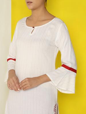 bell sleeves straight kurta - 17101912 - Standard Image - 5