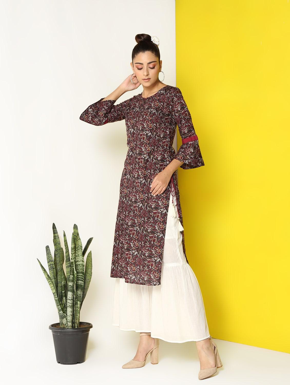 kalamkari straight kurta - 17101916 - Zoom Image - 3