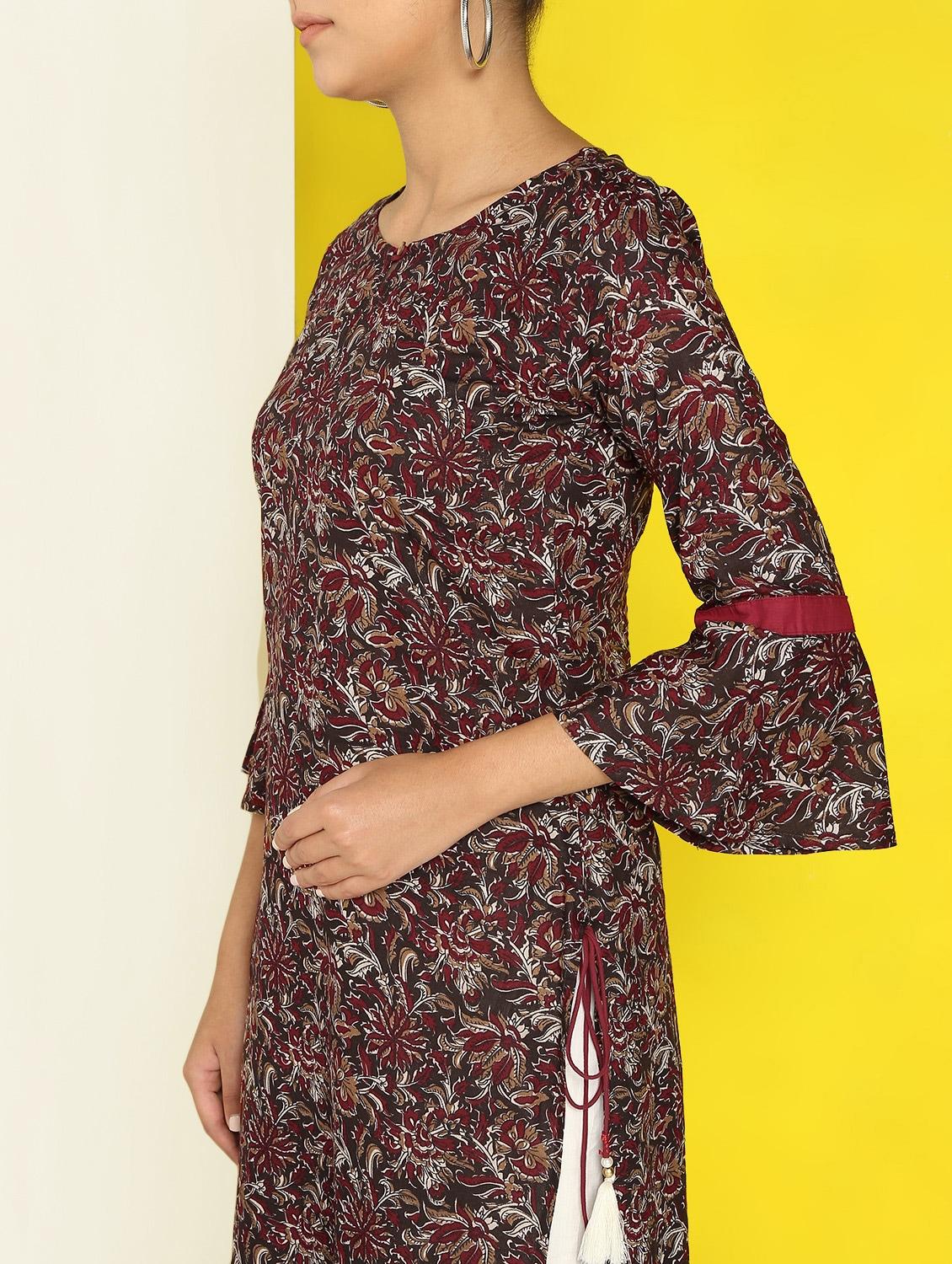 kalamkari straight kurta - 17101916 - Zoom Image - 5