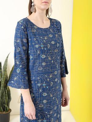 printed straight kurta palazzo set - 17101967 - Standard Image - 4