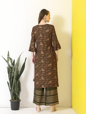 printed straight kurta palazzo set - 17101969 - Standard Image - 3