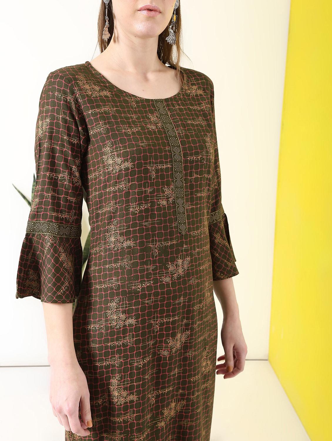 printed straight kurta palazzo set - 17101969 - Zoom Image - 4