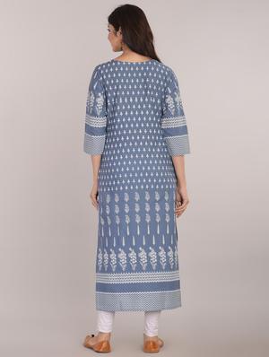 printed straight kurta - 17101973 - Standard Image - 3