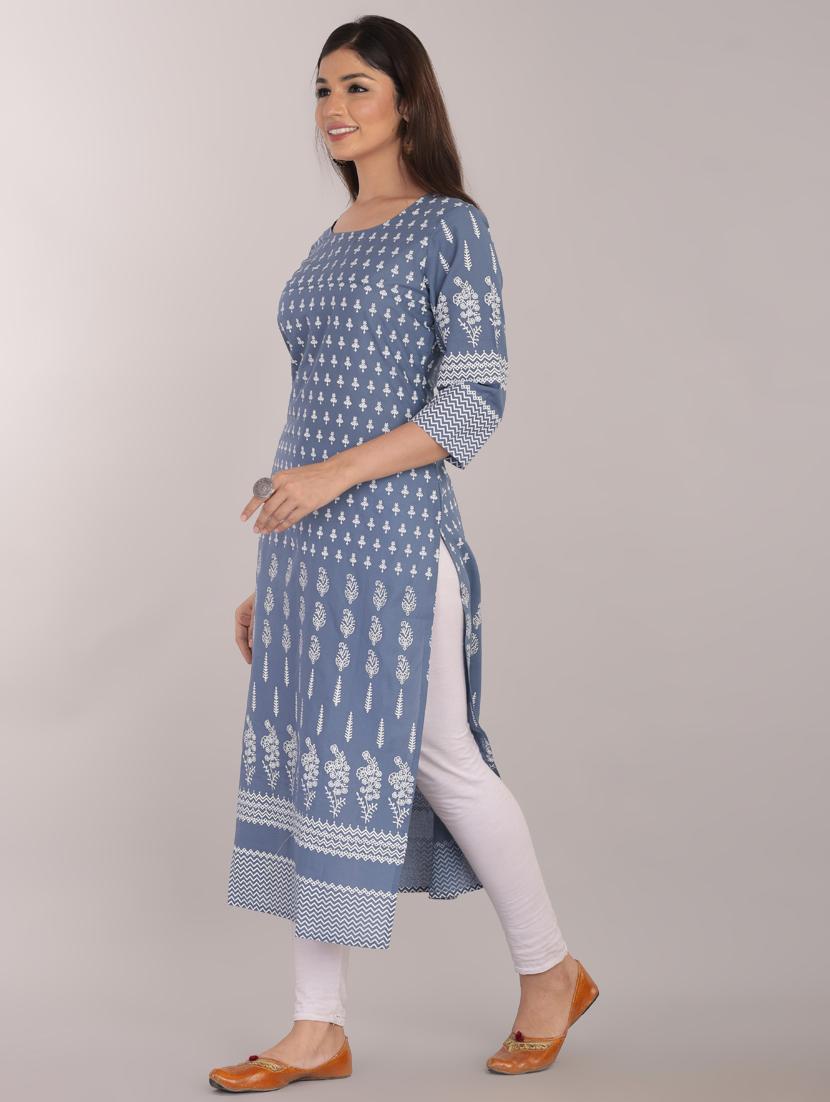 printed straight kurta - 17101973 - Zoom Image - 2