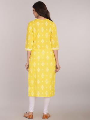 printed straight kurta - 17101977 - Standard Image - 3