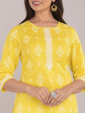 printed straight kurta - 17101977 - Standard Image - 4